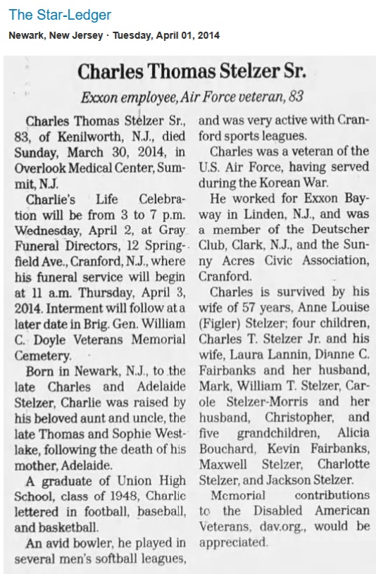 Charles Stelzer Sr. Obituary